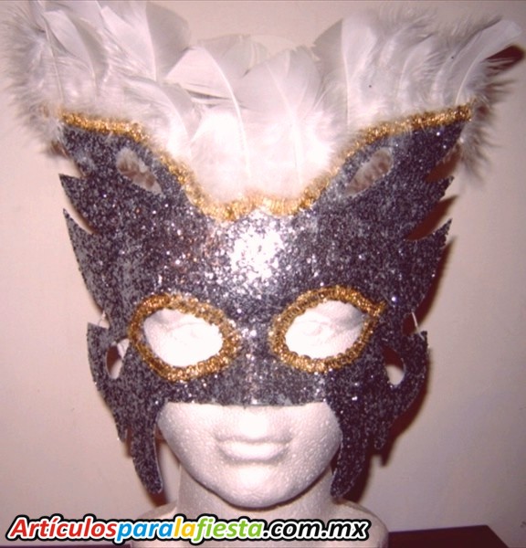 ANTIFAZ PLATA TIPO MARIPOSA CON DIAMANTIN