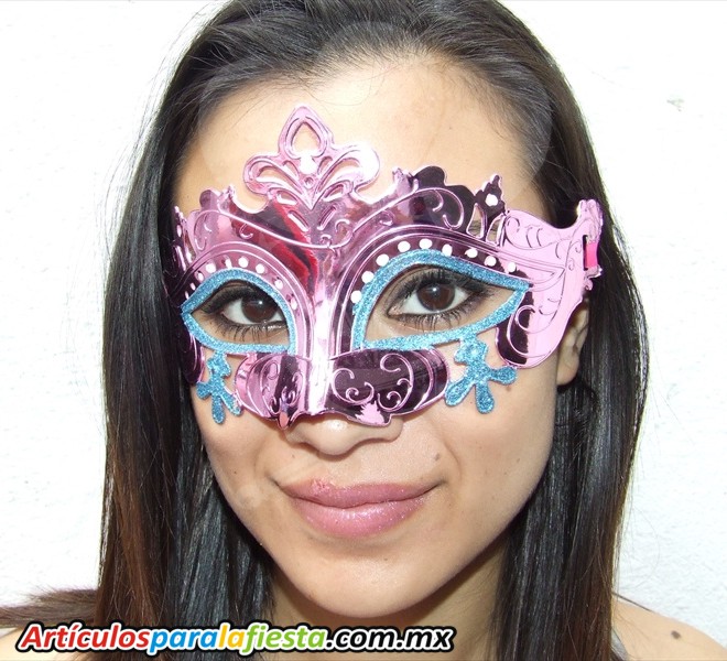 ANTIFAZ ITALIANO METÁLICO ROSA CON AZUL