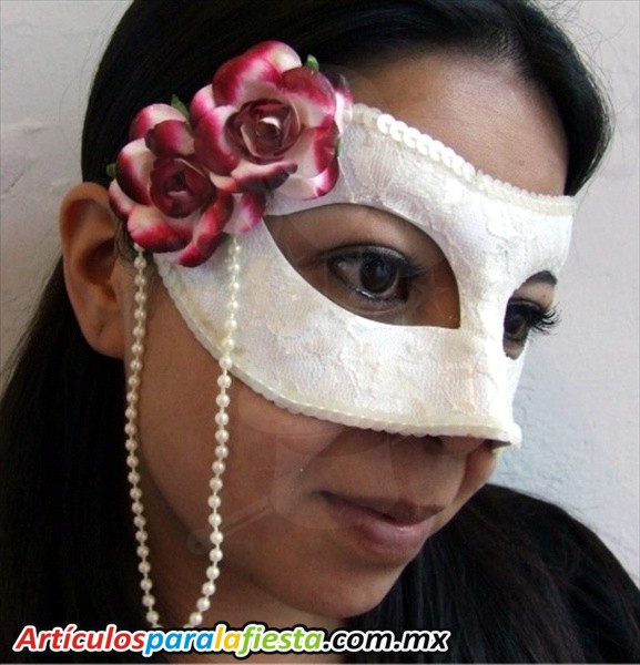 ANTIFAZ CON FLOR BLANCA Y AMARILLA
