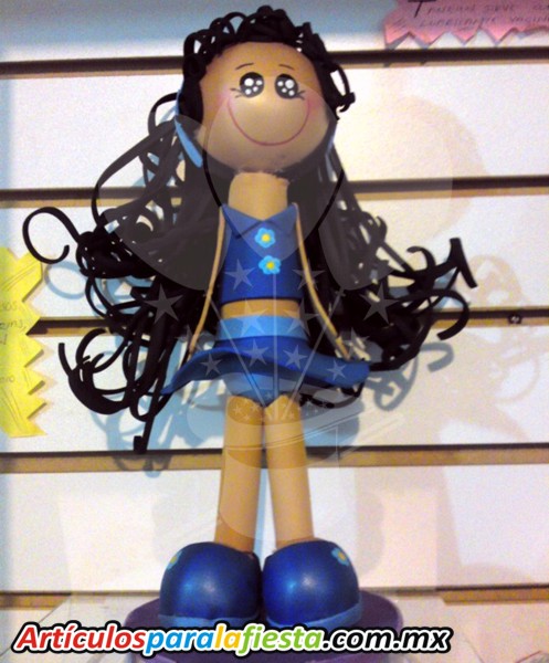 FUFUCHA MUÑECA CON MINIFALDA AZUL