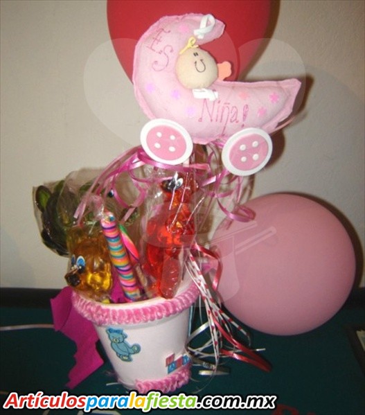 CENTRO DE MESA ROSA PARA BABY SHOWER