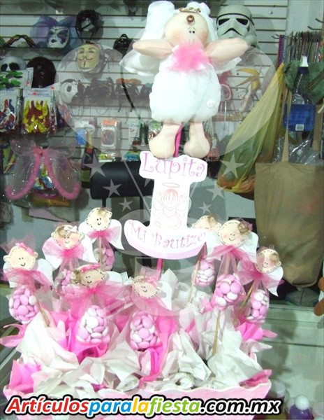 CENTRO DE MESA ROSA PARA BAUTIZO