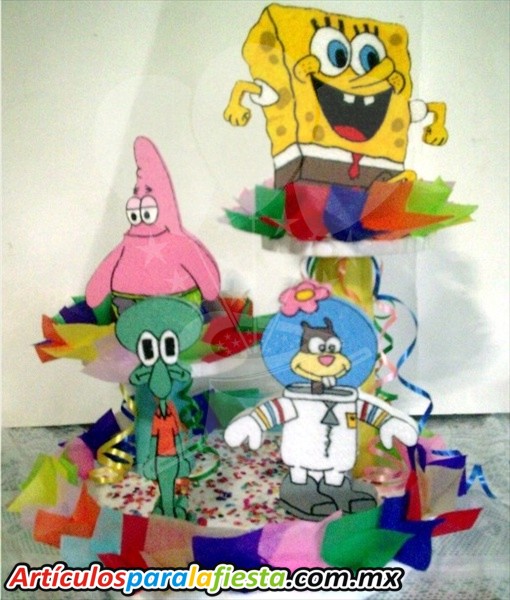 CENTRO DE MESA CON PRESONAJES DE BOB ESPONJA