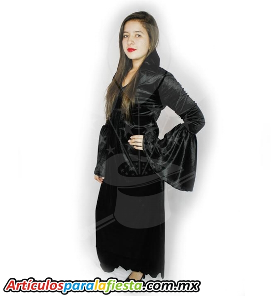 Disfraz para Halloween de bruja color negro brillante