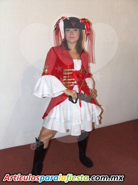 DE PIRATA MUJER SACO ROJO