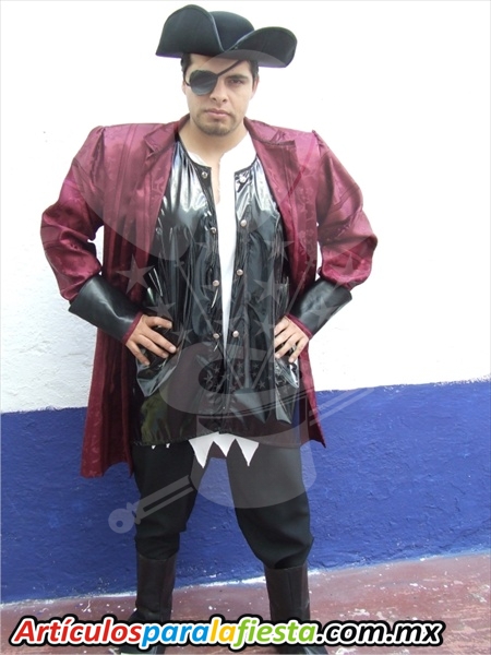 DISFRAZ DE PIRATA GUINDA CON NEGRO