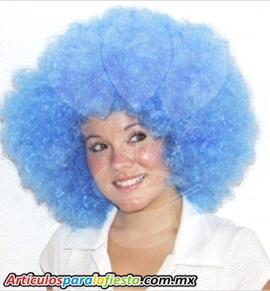 PELUCA PAYASO AFRO AZUL