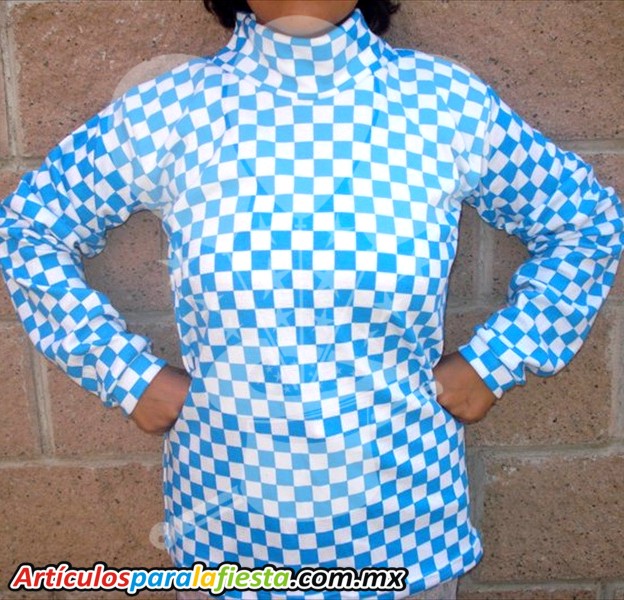 PLAYERA PAYASITO AZUL A CUADROS