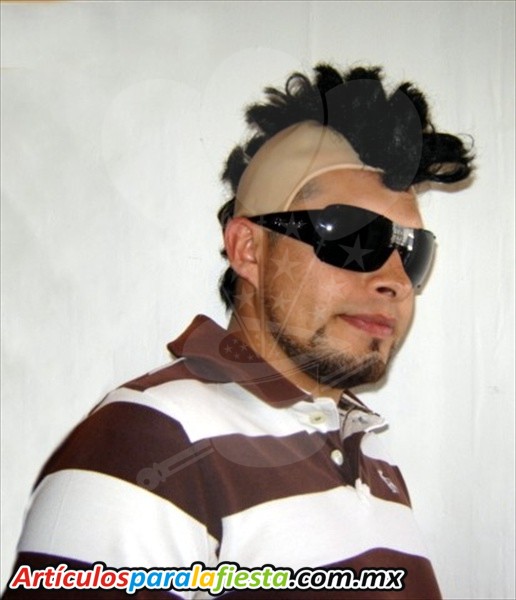 PELUCA NEGRA TIPO MOHICANO
