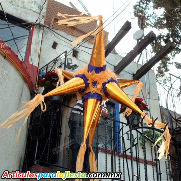 PIÑATAS DE 5 PICOS DORADO GRANDE
