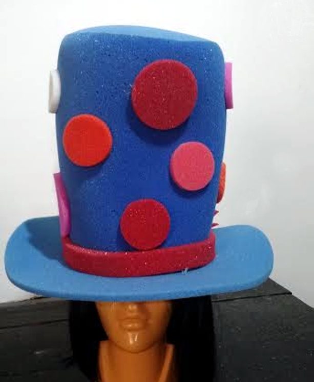 SOMBRERO PARA BATUCADA AZUL CON CIRCULOS