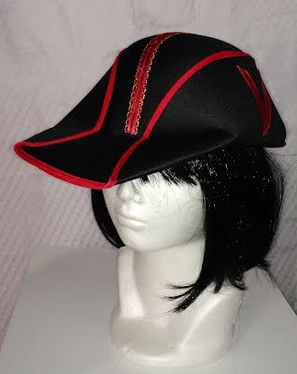 SOMBREROS TIPO EMPERADOR, COLOR NEGRO CON ROJO