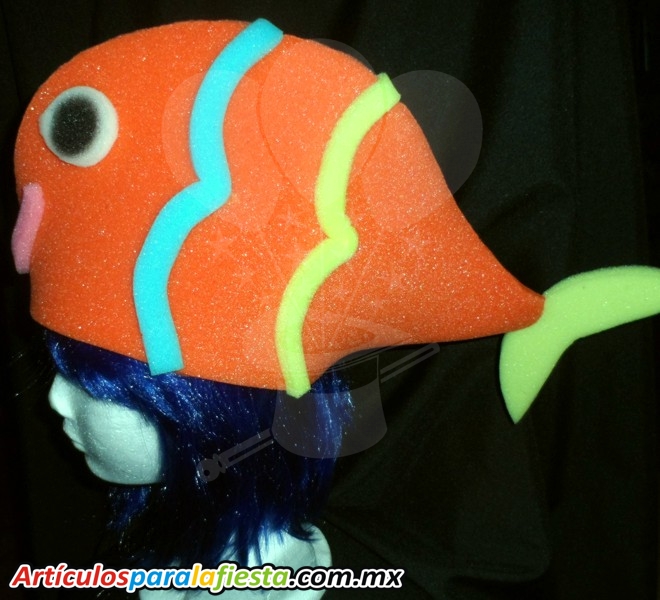 SOMBREROS DE HULE ESPUMA CON LA FIGURA DE UN PEZ