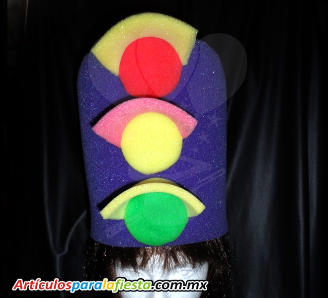 SOMBREROS DE HULE ESPUMA CON FORMA DE SEMAFORO